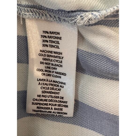 NEW BEACHLUNCHLOUNGE Blue White Striped Sleeveless Button-Up Shirt Size XS - Picture 5 of 5